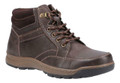 Hush Puppies Grover Mens Leather Smart Casual Chukka Ankle Boots, brown leather ankle boots with laced closure and rugged sole for versatile style.