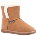 Hush Puppies Ashleigh Womens Real Suede Faux Fur Pull On Slipper Bootie