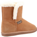Hush Puppies Ashleigh Womens Real Suede Faux Fur Pull On Slipper Bootie