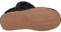 Hush Puppies Ashleigh Womens Real Suede Faux Fur Pull On Slipper Bootie, showing the sole and upper part of the cozy black slipper bootie with plush faux fur lining.