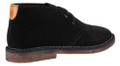 Hush Puppies Samuel Mens Desert Chukka Leather Comfort Ankle Boots, black leather ankle boots with a brown heel tab and a textured sole for casual and stylish wear.