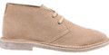 Hush Puppies Samuel Mens Desert Chukka Leather Comfort Ankle Boots, beige suede leather ankle boots with laces and a soft sole.