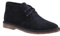 Hush Puppies Samuel Mens Desert Chukka Leather Comfort Ankle Boots, black leather ankle boots for men with lace-up closure and a low heel.