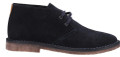 Hush Puppies Samuel Mens Desert Chukka Leather Comfort Ankle Boots, black suede leather with lace-up design and a soft brown rubber sole.