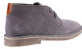 Hush Puppies Samuel Mens Desert Chukka Leather Comfort Ankle Boots, grey leather suede ankle boots with brown heel tab and lace-up closure.