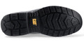 Caterpillar Striver Scuff Mens Steel Toe Safety Pull On Dealer Boots, black leather boots with rugged slip-resistant sole designed for safety and durability in industrial work environments.