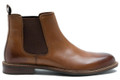 Thomas Crick Bateman Mens Classic Leather Dealer Chelsea Ankle Boots, men's brown leather ankle boots with elastic side panels and pull tabs for easy wear.