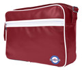 Lambretta Classic Retro Messenger Shoulder Laptop Tablet Body Strap Bag, red stylish carrying case with white accents and zipper pockets.