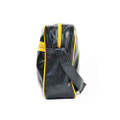Lambretta Classic Retro Messenger Shoulder Laptop Tablet Body Strap Bag, black with yellow accents, stylish and durable for everyday use.