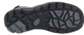 Hush Puppies Peru Mens Adventure Walking Casual Bungee Sandals, close-up of the rugged black sole showing deep treads for outdoor traction.