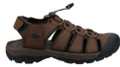 Hush Puppies Peru Mens Adventure Walking Casual Bungee Sandals, brown outdoor sandal featuring multiple straps, adjustable bungee cord, and supportive sole for hiking and casual wear.
