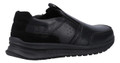 Hush Puppies Cole Mens Smart Casual Slip On Leather Trainers Shoes, black leather slip-on shoes with cushioned sole and comfortable design for casual wear.