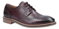 Hush Puppies Bryson Mens Wing Tip Brogue Smart Leather Lace Up Shoes, close-up view showing detailed brogue design and polished leather finish.