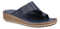 Hush Puppies Elissa Womens Wedge Heeled Slip On Toe Post Sandals, navy slip-on sandals with a cushioned wedge heel and textured strap.