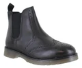 Frank James Warkton Mens Classic Dealer Chelsea Leather Brogue Ankle Boots, black leather boots with brogue detailing and elastic side panels.