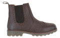Catesby Mens Pull On Leather Brogues Chelsea Dealer Ankle Boots, stylish men's brown leather ankle boots with brogue detailing and elastic side panels for easy pull-on wear.