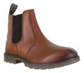 Catesby Mens Smart Casual Leather Dealer Chelsea Pull On Boots, brown leather Chelsea boot with elastic side panels and pull tabs for easy wear.