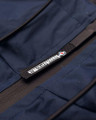Lambretta Mens Casual Jacket Hooded Lightweight MOD SKA Parka Coat, close-up of the jacket's navy fabric and detailed branding tag.