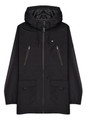 Lambretta Mens Casual Jacket Hooded Lightweight MOD SKA Parka Coat, black hooded lightweight casual jacket with multiple pockets and zipper front.