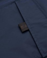 Lambretta Mens Casual Jacket Hooded Lightweight MOD SKA Parka Coat, close-up of navy blue fabric with a black adjustable strap detail.