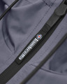 Lambretta Mens Casual Jacket Hooded Lightweight MOD SKA Parka Coat, close-up of the jacket's zipper with Lambretta logo and fabric texture.