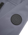 Lambretta Mens Casual Jacket Hooded Lightweight MOD SKA Parka Coat, close-up of the grey fabric material and a circular black speaker embedded in the fabric.