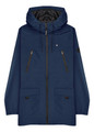 Lambretta Mens Casual Jacket Hooded Lightweight MOD SKA Parka Coat, blue hooded lightweight jacket with multiple zip pockets and adjustable drawstrings.