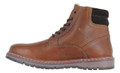 Thomas Crick Sawston Mens Casual Smart Leather Zip Up Ankle Boots, brown leather ankle boots with black padded collar, lace-up front, and rugged rubber sole.
