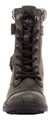 Rocket Dog Thunder Womens Classic Ankle Lace Up Biker Boots, front view of a rugged black lace-up ankle boot with a lace-up front and textured details.
