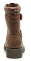 Rocket Dog Thunder Womens Classic Ankle Lace Up Biker Boots, rear view of brown leather ankle boots with plaid fabric collar and side buckle details.