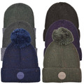Lambretta Knitted Fleece Turn Up Bobble Skater Style Beanie Hat