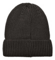 Lambretta Knitted Fleece Turn Up Bobble Skater Style Beanie Hat, dark brown ribbed knit beanie with turned-up cuff and a small bobble on top.