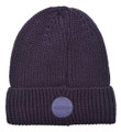 Lambretta Knitted Fleece Turn Up Bobble Skater Style Beanie Hat, purple knit beanie with a turned-up cuff and a circular Lambretta logo patch.