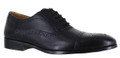 Thomas Crick Hartwell Mens Formal Smart Lace Up Brogue Leather Shoes, black leather dress shoe with perforated detailing and classic lace-up design.