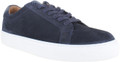 Thomas Crick Evers Mens Casual Lace Up Smart Leather Cupsole Trainers, navy blue suede sneakers with white rubber sole.