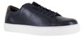 Thomas Crick Evers Mens Casual Lace Up Smart Leather Cupsole Trainers, black leather sneakers with a white rubber sole.
