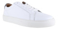 Thomas Crick Evers Mens Casual Lace Up Smart Leather Cupsole Trainers, white leather sneakers with brown interior detail and rubber sole.