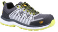 Caterpillar Charge Mens S3 Safety Composite Toe/Midsole Work Trainers, durable black and gray safety work trainers with yellow accents and composite toe for protection.