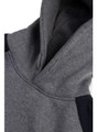Caterpillar Essential Mens Work Pull Over Sweat Shirt Hoodie, close-up of a gray hoodie showing the fabric, stitching, and part of the hood.
