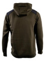 Caterpillar Essential Mens Work Pull Over Sweat Shirt Hoodie, front view of a dark green hoodie with black shoulder patches, long sleeves, and a hood.