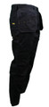 DeWalt Mens Low Rise PolyCotton Multi-Pocket Work Trousers Waist 36" - 33" Leg, black flexible work trousers with multiple pockets for tool storage.