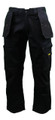 DeWalt Mens Low Rise PolyCotton Multi-Pocket Work Trousers Waist 36" - 33" Leg, black work trousers with multiple pockets for tools and accessories.