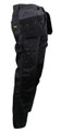 DeWalt Mens Low Rise PolyCotton Multi-Pocket Work Trousers, black work trousers with multiple utility pockets and a 36-inch waist, 33-inch leg length, designed for durability and comfort in work environments.