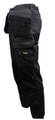 DeWalt Mens Low Rise PolyCotton Multi-Pocket Work Trousers Waist 36" - 33" Leg, black work trousers with multiple tool pockets and durable fabric, ideal for construction and trade professionals.