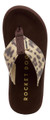 Rocket Dog Adios Womens Casual Flip Flop Toe Post Sandals, top view of a flip flop sandal with leopard print strap and brown footbed.
