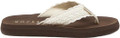 Rocket Dog Adios Womens Casual Flip Flop Toe Post Sandals, white sandal with textured strap and brown sole.
