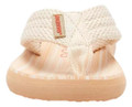 Rocket Dog Adios Womens Casual Flip Flop Toe Post Sandals, a close-up of the beige thong sandal with textured strap and cushioned sole.