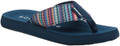 Rocket Dog Adios Womens Casual Flip Flop Toe Post Sandals, colorful patterned strap with a cushioned blue sole.