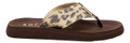 Rocket Dog Adios Womens Casual Flip Flop Toe Post Sandals, brown flip flop with leopard print strap.