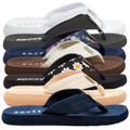 Rocket Dog Adios Womens Casual Flip Flop Toe Post Sandals, a collection of colorful flip flops with floral, textured, and solid designs arranged in a row.